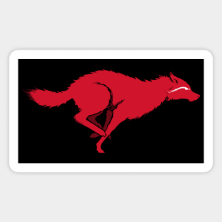Red Running Wolf Magnet